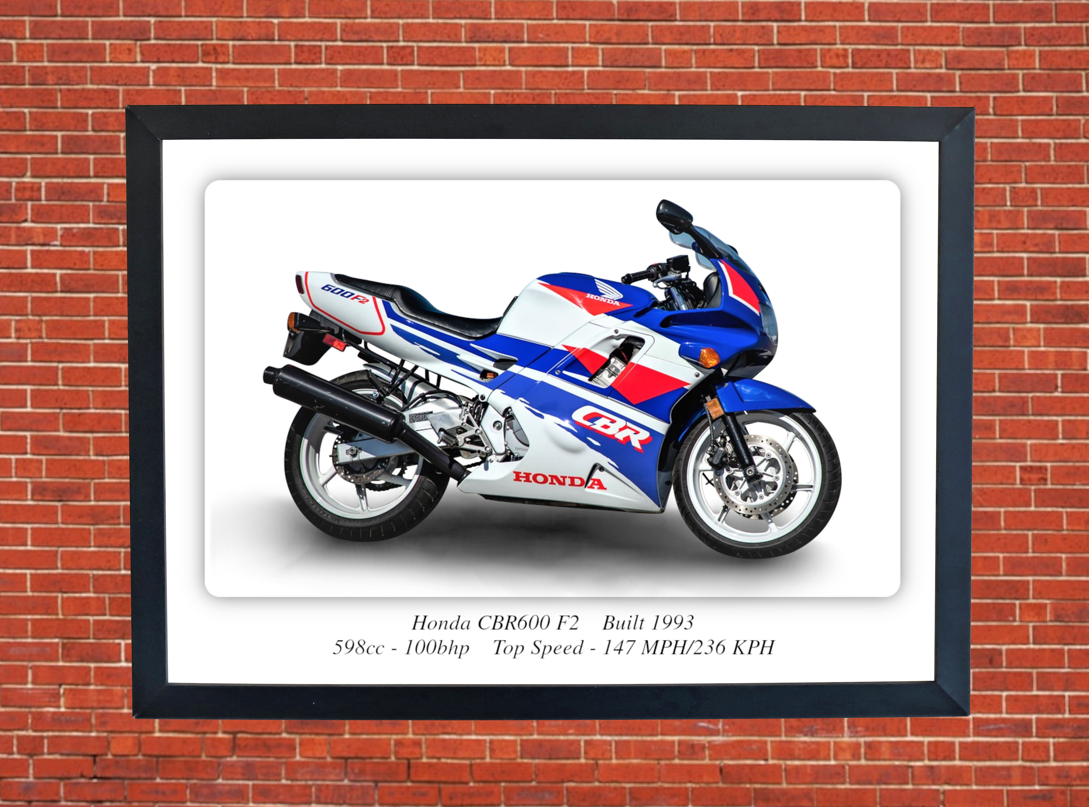 Honda CBR600 F2 Motorbike Motorcycle - A3/A4 Size Print Poster