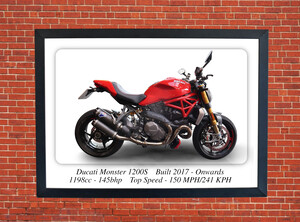 Ducati Monster 1200S Motorcycle - A3/A4 Size Print Poster