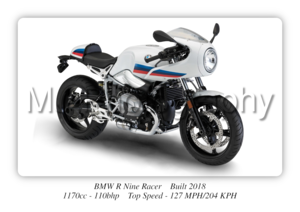 BMW R Nine Racer Motorbike Motorcycle - A3/A4 Size Print Poster