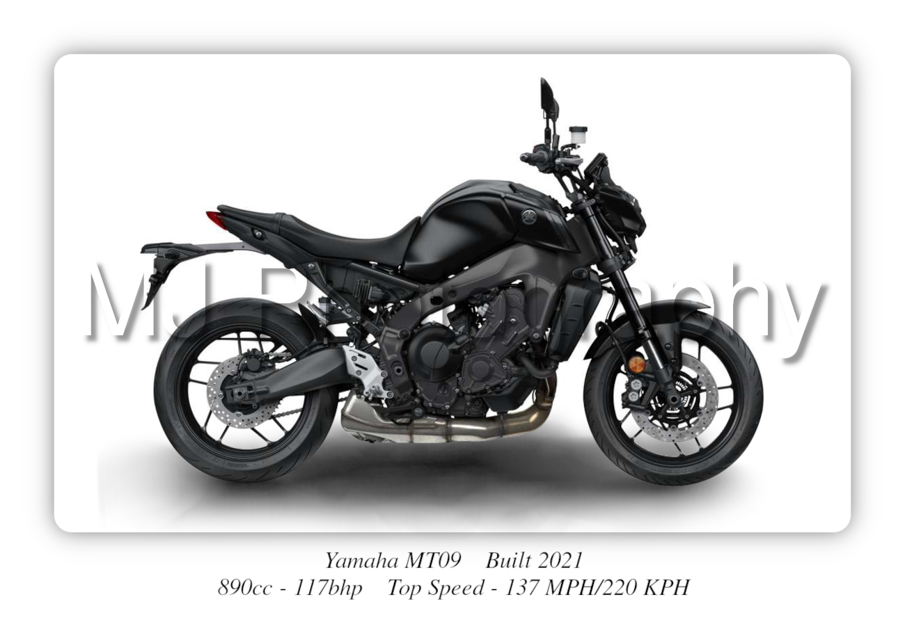Yamaha MT09 Motorbike Motorcycle - A3/A4 Size Print Poster