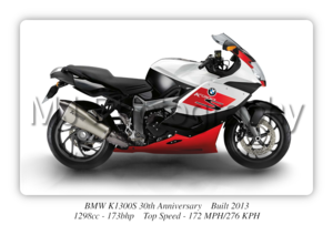 BMW K1300S 30th Anniversary Motorbike Motorcycle - A3/A4 Size Print Poster
