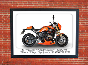 BMW E Nine T 90th Anniversary Motorcycle - A3/A4 Size Print Poster