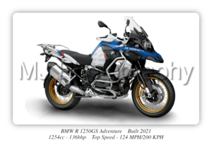 BMW R 1250GS Adventure Motorbike Motorcycle - A3/A4 Size Print Poster