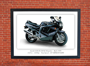 Suzuki GSX-R 1100 K Slingshot Motorbike Motorcycle - A3/A4 Size Print Poster