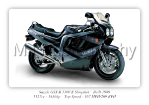 Suzuki GSX-R 1100 K Slingshot Motorbike Motorcycle - A3/A4 Size Print Poster