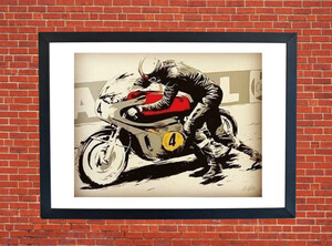 Motorcycle Racer - A4 Size Print Poster