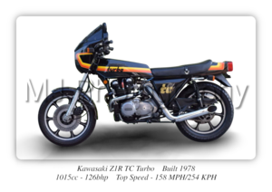 Kawasaki Z1R TC Turbo Motorbike Motorcycle - A3/A4 Size Print Poster