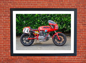 Ducati Green Frame Motorbike Motorcycle - A4 Size Print Poster