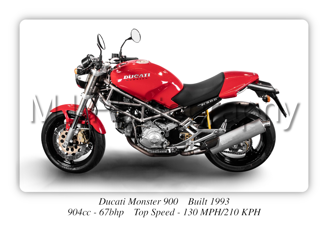 Ducati Monster 900 Motorbike Motorcycle - A3/A4 Size Print Poster