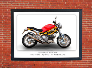 Ducati M750 Motorbike Motorcycle - A3/A4 Size Print Poster