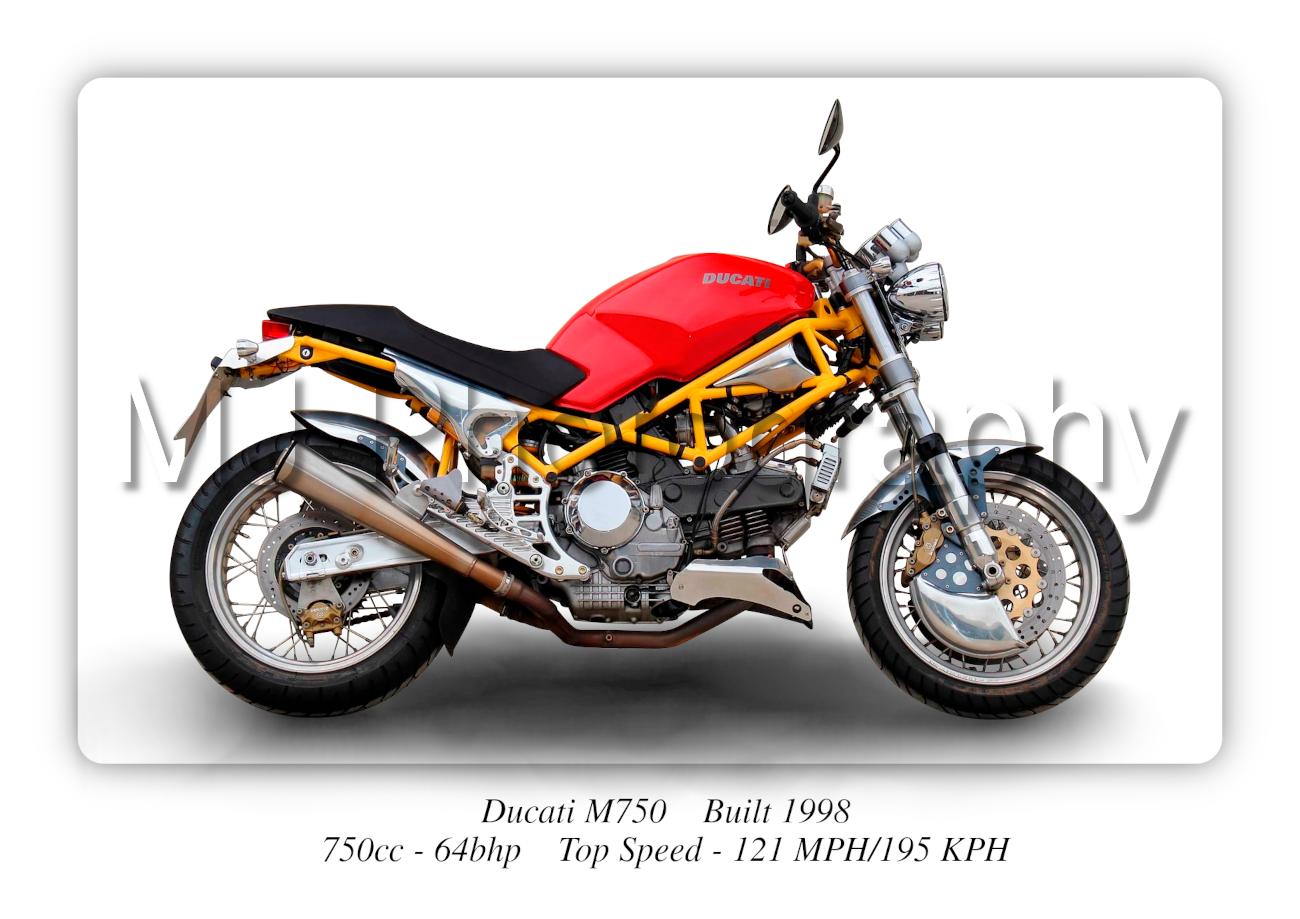 Ducati M750 Motorbike Motorcycle - A3/A4 Size Print Poster