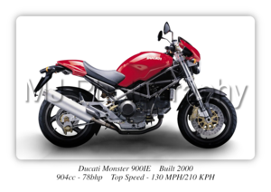 Ducati Monster 900IE Motorbike Motorcycle - A3/A4 Size Print Poster