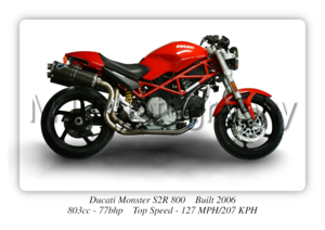 Ducati Monster S2R 800 Motorbike Motorcycle - A3/A4 Size Print Poster