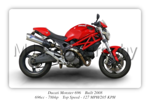 Ducati Monster 696 Motorbike Motorcycle - A3/A4 Size Print Poster
