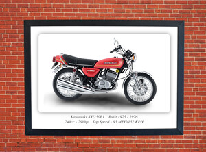 Kawasaki KH250B1 Motorbike Motorcycle - A3/A4 Size Print Poster