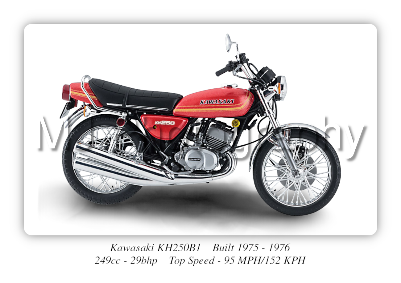 Kawasaki KH250B1 Motorbike Motorcycle - A3/A4 Size Print Poster