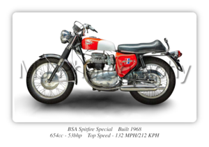 BSA Spitfire Special Motorbike Motorcycle - A3/A4 Size Print Poster