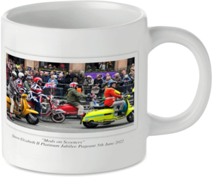 Mods on Scooters Jubilee Pageant Motorcycle Motorbike Tea Coffee Mug Ideal Biker Gift Printed UK