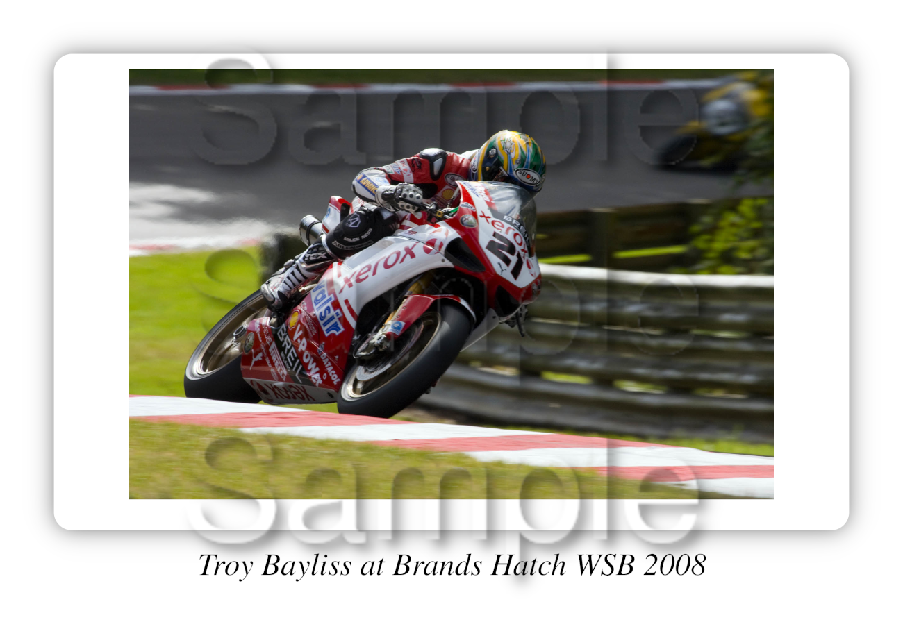 Troy Bayliss at Brands Hatch Motorbike Motorcycle - A3/A4 Size Print Poster