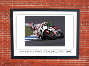 Colin Edwards Honda VTR1000 RC51 SP2 Motorbike Motorcycle - A3/A4 Size Print Poster