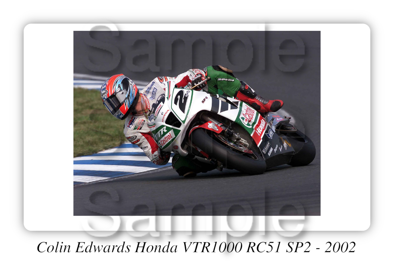 Colin Edwards Honda VTR1000 RC51 SP2 Motorbike Motorcycle - A3/A4 Size Print Poster