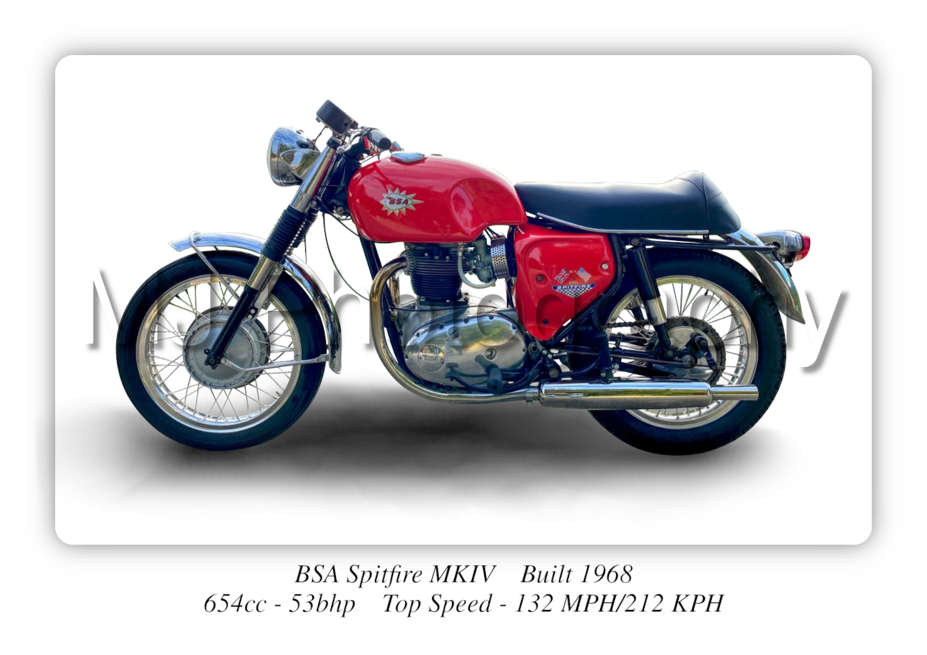 BSA Spitfire MKIV Motorbike Motorcycle - A3/A4 Size Print Poster