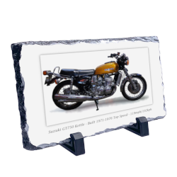 Suzuki GT750 Kettle Motorcycle Coaster Natural slate rock with stand 10x15cm