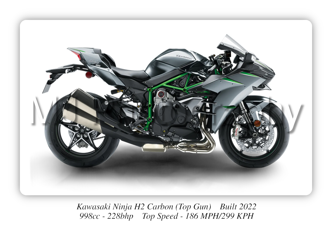 Kawasaki Ninja H2 Carbon Motorbike Motorcycle - A3/A4 Size Print Poster