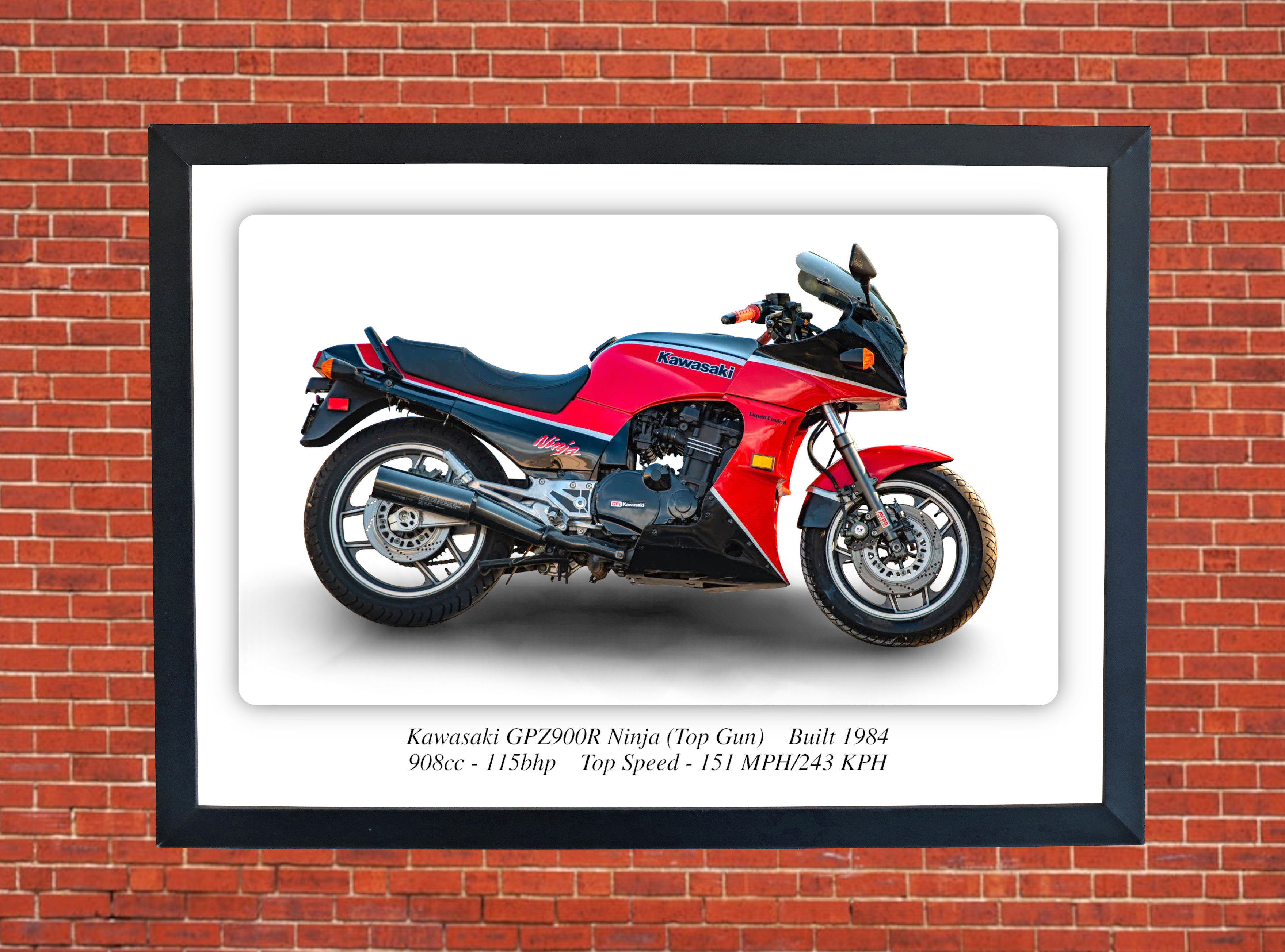 Kawasaki GPZ900R Ninja Motorbike Motorcycle - A3/A4 Size Print Poster