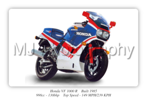 Honda VF 1000 R Motorbike Motorcycle - A3/A4 Size Print Poster