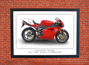 Ducati 996 SPS Motorbike Motorcycle - A3/A4 Size Print Poster