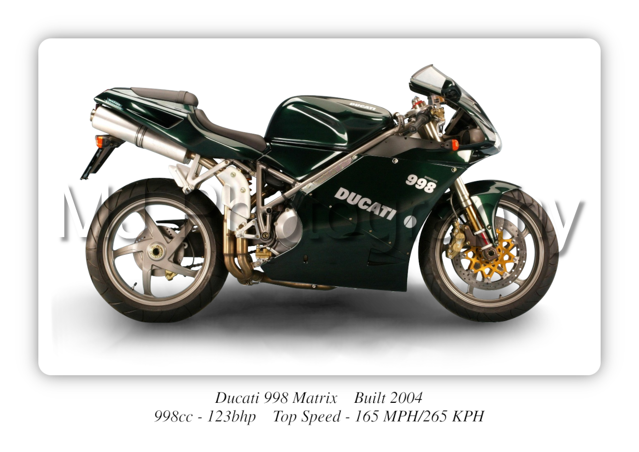 Ducati 998 Matrix Motorbike Motorcycle - A3/A4 Size Print Poster
