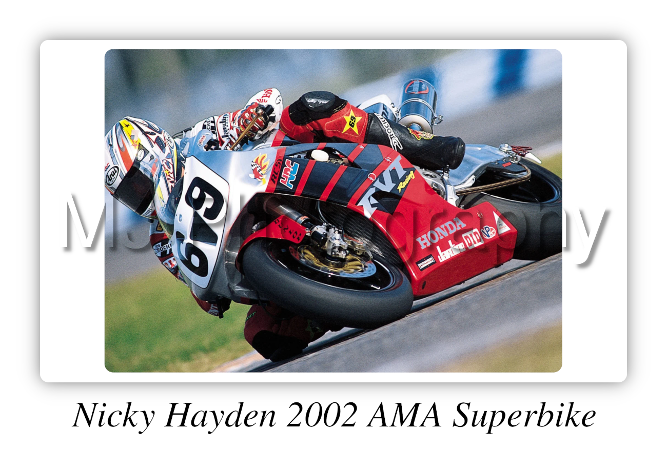 Nicky Hayden 2002 AMA Superbike Motorbike Motorcycle - A3/A4 Size Print Poster