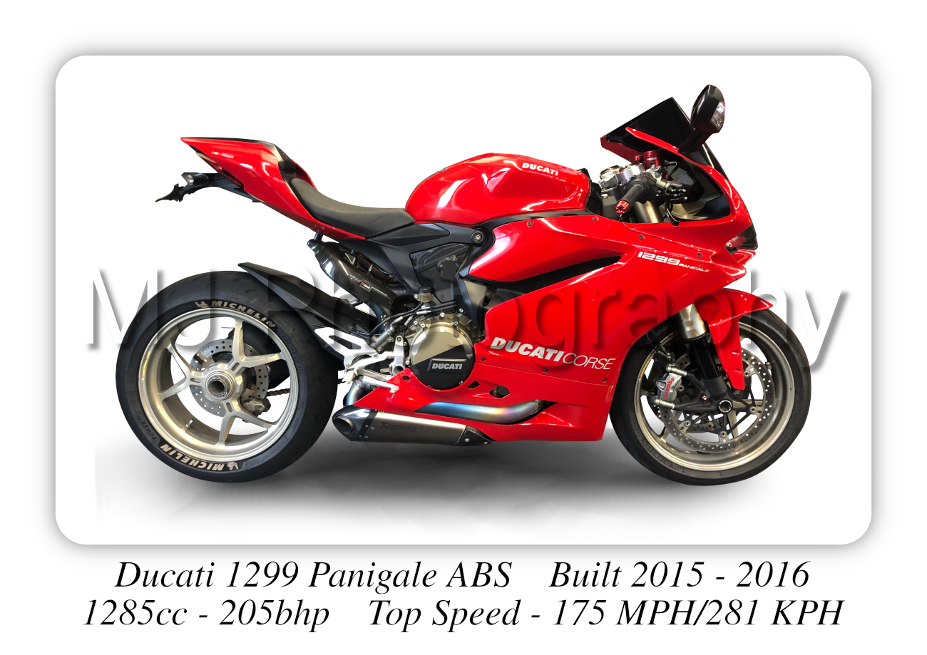 Ducati 1299 Panigale ABS Motorcycle - A3/A4 Size Print Poster
