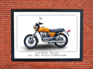 Suzuki GT250A Motorbike Motorcycle - A3/A4 Size Print Poster