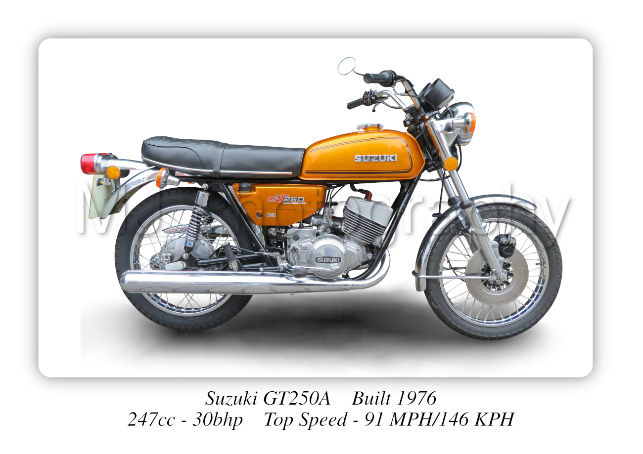 Suzuki GT250A Motorbike Motorcycle - A3/A4 Size Print Poster