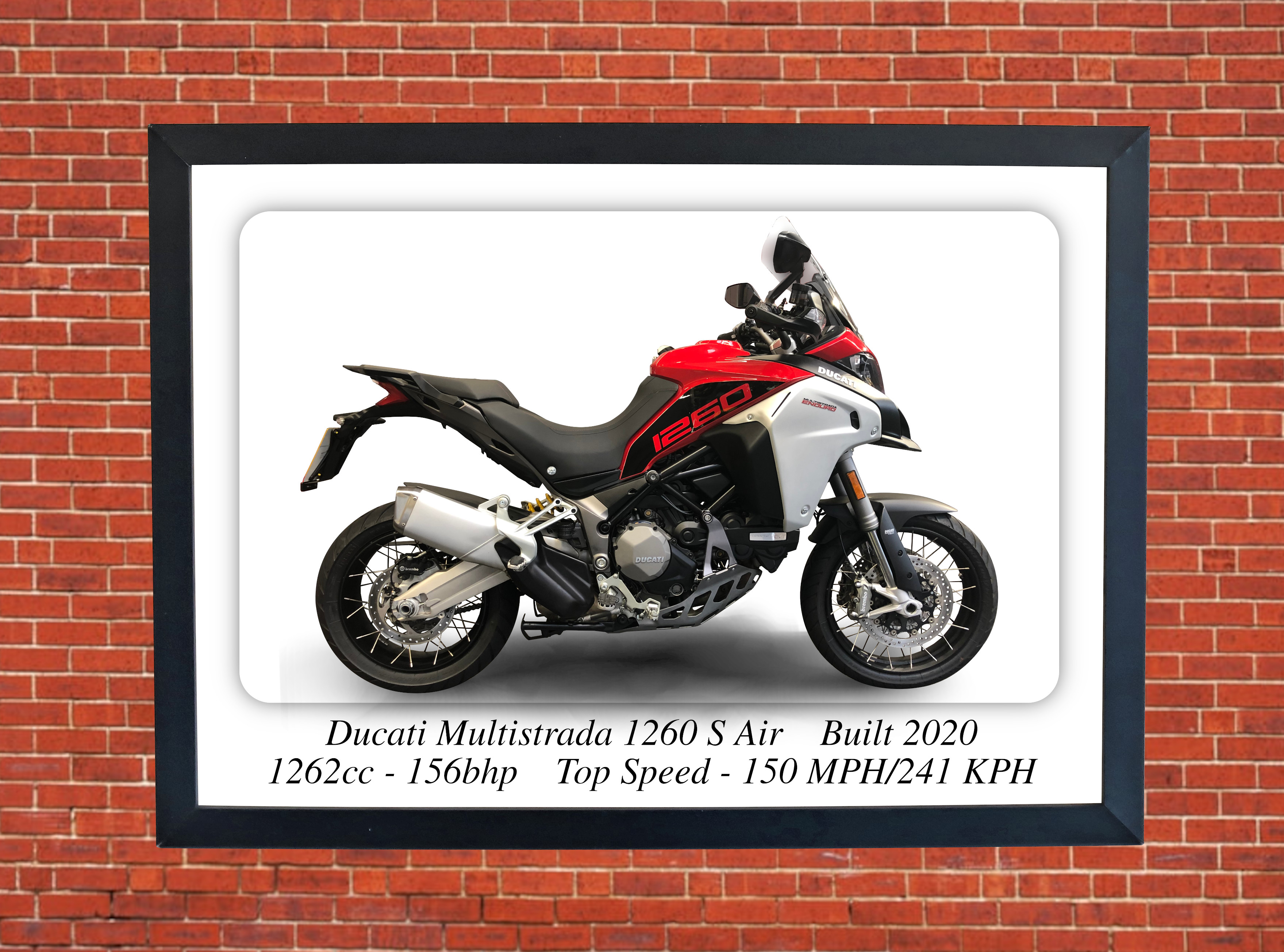 Ducati Multistrada 1260S Air Motorcycle - A3/A4 Size Print Poster