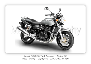 Suzuki GSX750W/X/Y Inazuma Motorbike Motorcycle - A3/A4 Size Print Poster