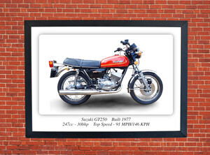 Suzuki GT250 Motorbike Motorcycle - A3/A4 Size Print Poster