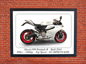 Ducati 899 Panigale R Motorcycle - A3/A4 Size Print Poster