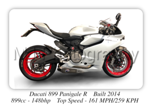 Ducati 899 Panigale R Motorcycle - A3/A4 Size Print Poster