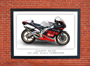 Aprilia RS250 Motorbike Motorcycle - A3/A4 Size Print Poster