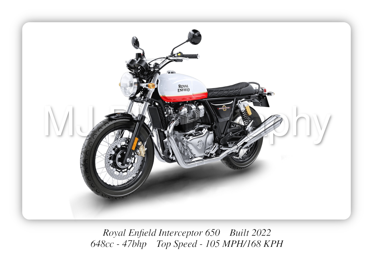 Royal Enfield Interceptor 650 Motorbike Motorcycle - A3/A4 Size Print Poster