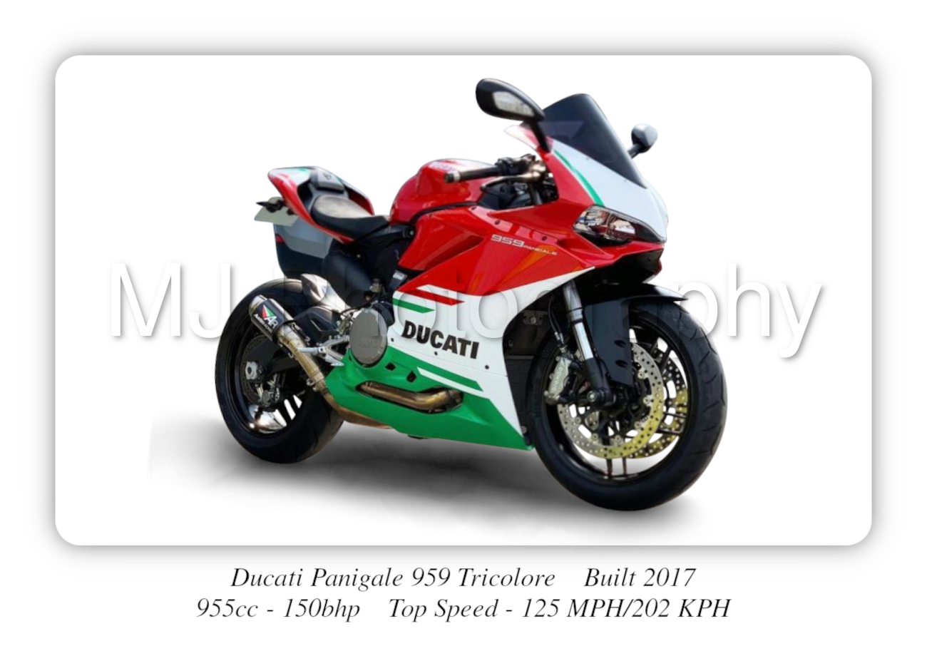 Ducati Panigale 959 Tricoloure Motorbike Motorcycle - A3/A4 Size Print Poster