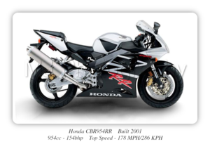 Honda CBR954RR Motorbike Motorcycle - A3/A4 Size Print Poster