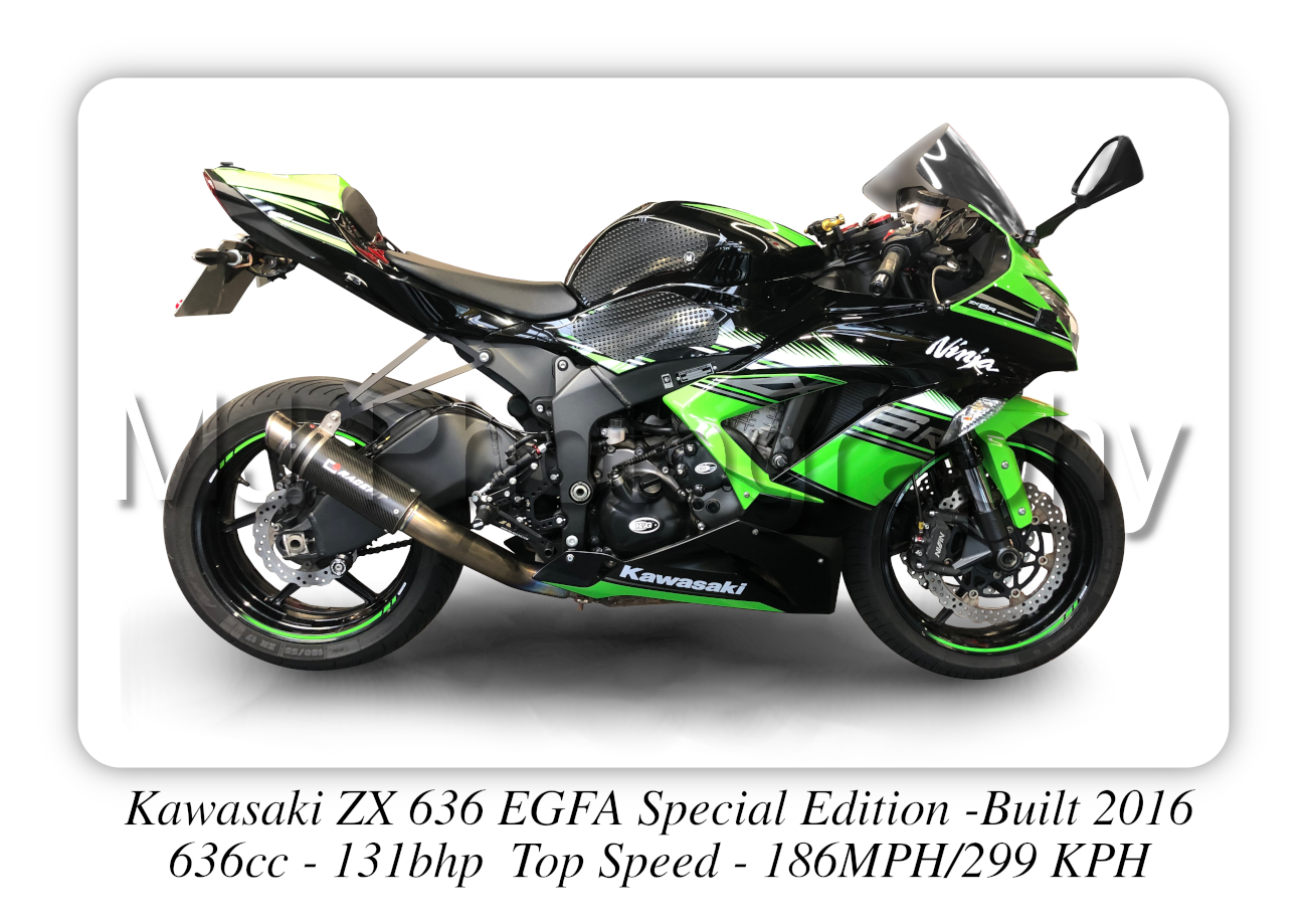 Kawasaki ZX636 EGFA Special Edition Motorcycle - A3/A4 Size Print Poster