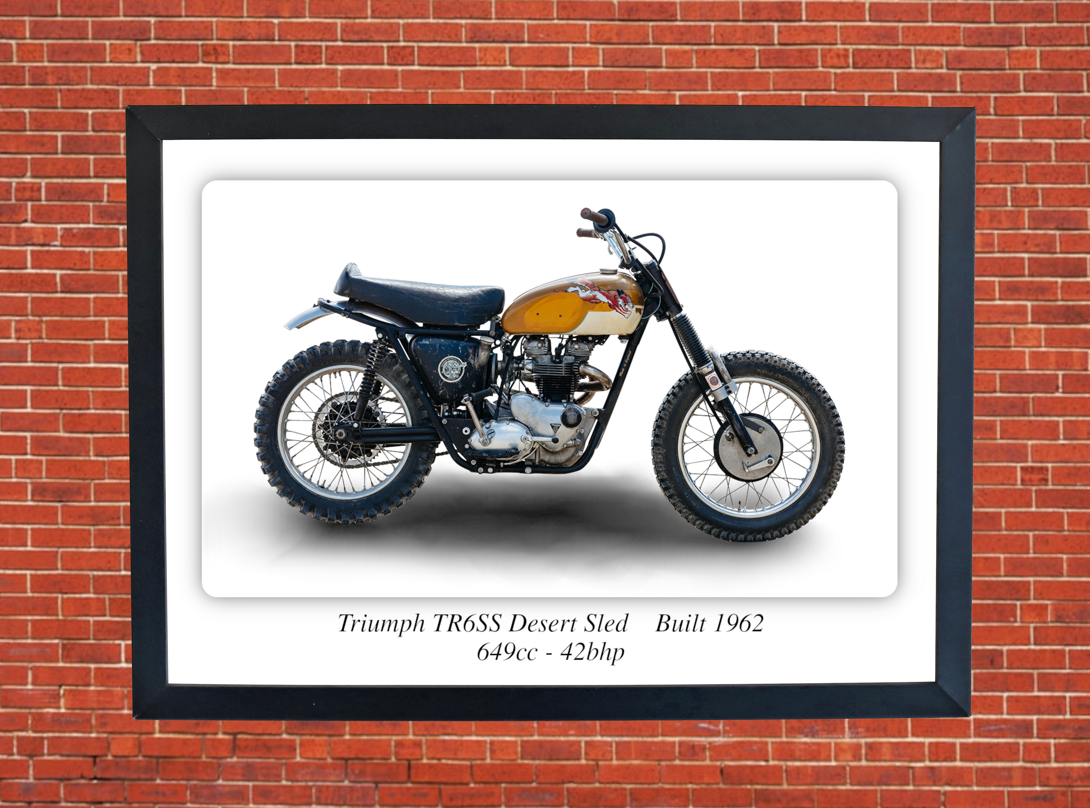 Triumph TR6SS Desert Sled Motorbike Motorcycle - A3/A4 Size Print Poster