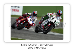 Colin Edwards V Troy Bayliss 2002 WSB Finale Motorbike Motorcycle - A3/A4 Size Print Poster