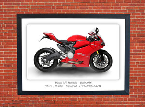Ducati 959 Panigale Motorbike Motorcycle - A3/A4 Size Print Poster
