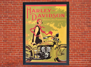 Harley Davidson Shifting into Popularity Vintage Motorcycle A3/A4 Promotional Poster
